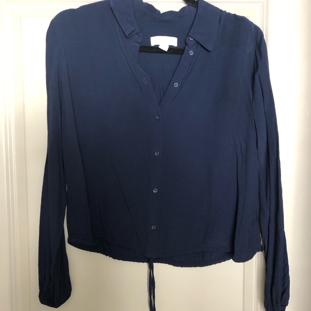 Navy treasure and bond longsleeve blouse